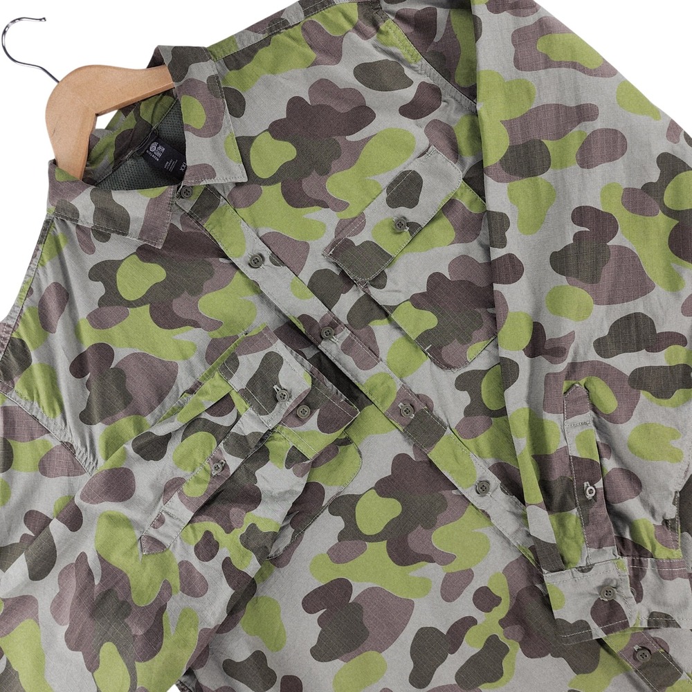 Mountain Hardwear Shirt Mens XXL Green Camo Ripstop Cotton Blend OM8538